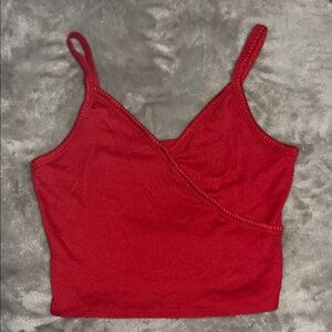 Red Sleeveless Wrap Crop Camisole